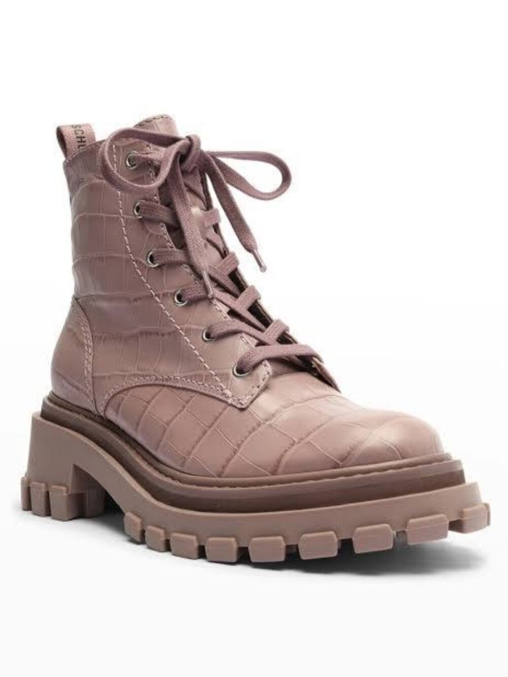 Schutz Orly Croc-Emboss Leather Lug Sole Combat Boots Cyber Y2K Whimsigoth- 8